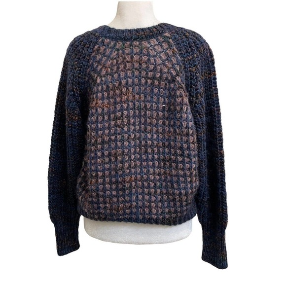 Anthropologie Moth Italy Wool Blend Melange Knit Cropped Pullover Sweater - Picture 6 of 13